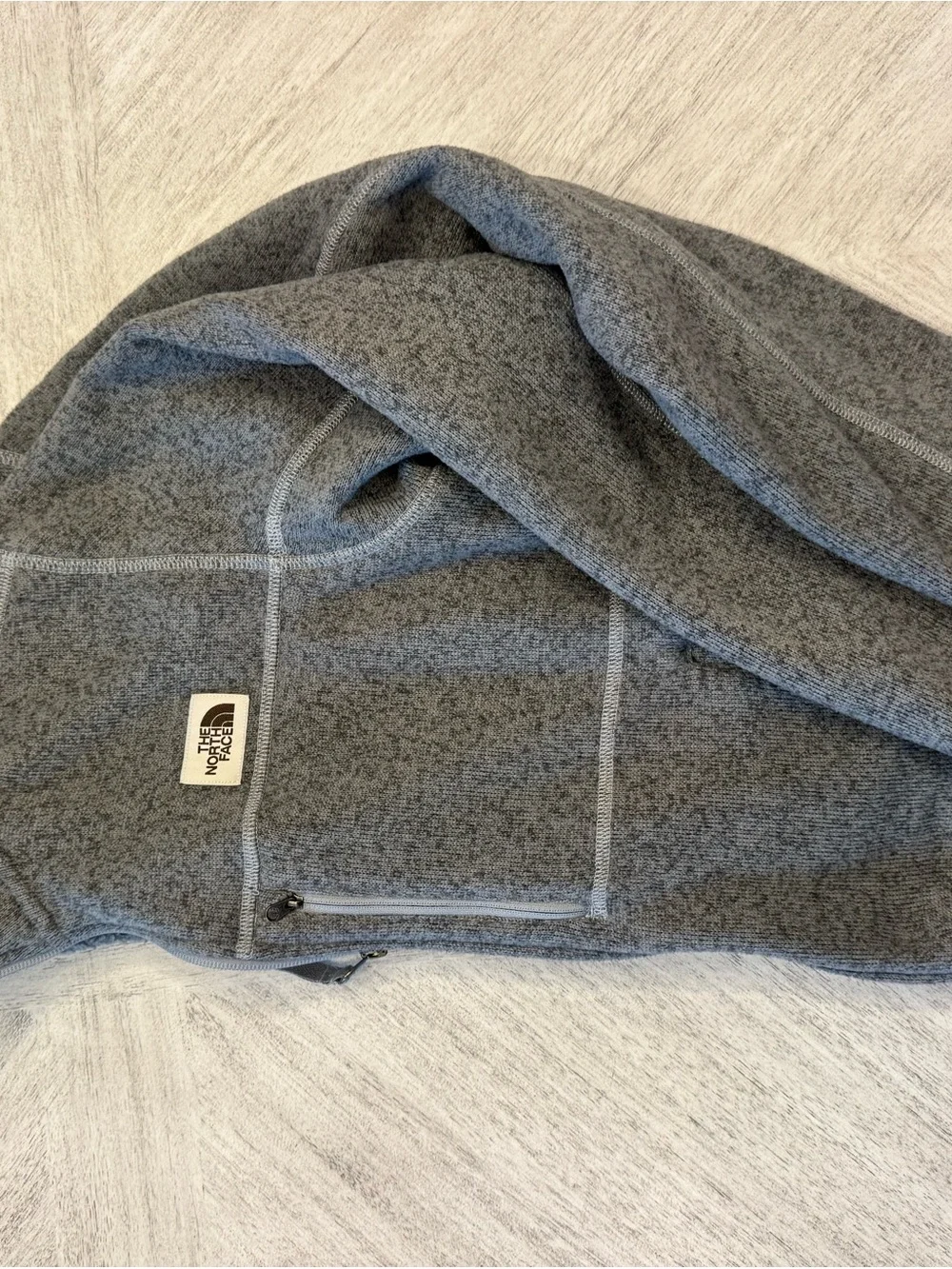 The North Face Men's Heather Gray Full-Zip Fleece Jacket medium